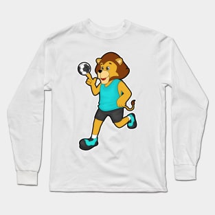 Lion at Handball player with Handball Long Sleeve T-Shirt